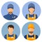 Set of avatars of the builders. Builders. Circle flat icons style. Male Builder