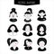 Set of avatars. Girls with different hairstyles. Hand-drawn.