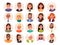 Set of avatars of happy people of different races and age. Portraits of men and women