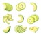 Set of avocado slices on background