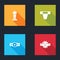 Set Award cup, Groin guard, Boxing belt and Punch boxing gloves icon. Vector
