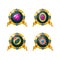 Set of awards, badges, icons of gems, amulets, treasures.