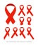 Set Awareness red vector ribbon, symbol of AIDS memorial day on white
