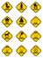 Set of Baby on board signs with baby symbol in yellow rhombus on a white background. Car sticker with warning.