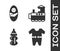 Set Baby clothes, Newborn baby infant swaddled, Baby bottle and Toy train icon. Vector