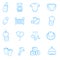 Set of baby equipment icons in cute line design
