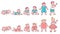 Set of baby growth stages up to first year, sketch vector illustration isolated.