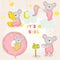 Set of Baby Mouse - for Baby Shower or Arrival Card