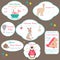 Set of baby shower badges, invitation tags with cute animals