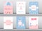 Set of baby shower invitation cards,poster,template,greeting cards,animals,cats,birds,Vector illustrations
