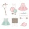 Set with baby trendy clothes, accessories and toys