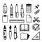 Set of Back to School and Office Stationery Object Icon Black Vector
