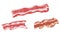 Set of bacon icons on a white background. raw smoked and toasted bacon. vector. ingredients for cooking, cafe and restaurant menus