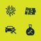 Set Bacteria, Bioengineering service, Car and Office folders icon. Vector