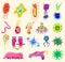 Set of bacteria characters. Cute germ and micro Microbe funny infection and virus. Funny bad emotions. Cartoon Color