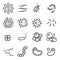 Set of Bacteria Vector Line Icons. Virus, Colony of Bacteria, Petri Dish, Disease, germ, microbe and more.