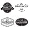 Set of badges, banner, labels and logo for hamburger, burger shop. Simple and minimal design. Vector illustration