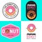 Set of badges, banner, labels and logos for donut shop and bakery.