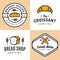 Set of badges, banner, labels, logos, icons, objects and elements for bakery shop bread, croissant, baguette.