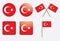 Set of badges with flag of Turkey