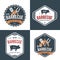 Set of badges, labels and logos for restaurant, foods pork shop and barbecue. Simple and minimal design.