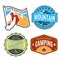 Set badges mountain expeditions and logo emblem adventure outdoors