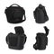 Set with bags for camera on white. Professional  photographer`s accessory