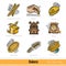 Set of Bakery and Bakery Product Outline Web Icons
