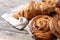 Set of bakery pastries on wooden table