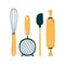 Set of baking essentials in modern flat style