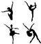 Set of ballerina silhouettes vector , ballet dancer