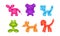 Set of balloons in form of different animals. Inflatable children toys. Flat vector for postcard or party poster