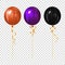 set balloons for holiday 31 october, happy halloween party isolated on transparent background