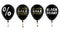 Set of balloons with the words black friday, sale, percentage