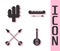 Set Banjo, Cactus, Crossed arrows and Kayak or canoe and paddle icon. Vector