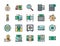 Set of Banking Flat Color Line Icons. Credit Card, Dollar, Payments and more.