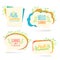 Set banner, logo, sticker, bubble with Hello summer.