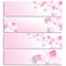 Set of banners with blossoming sakura pink