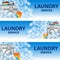 Set banners laundry service. Poster template for house cleaning