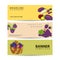 Set of banners purple fruits and vegetables vector illustration