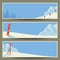 Set of banners with retro winter landscape, vector illustration, eps10.