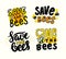 Set of Banners Save the Bees, Creative Design Elements, Font for World Bees Day and Insects Protection. Typography,