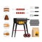 A set of barbecue objects, nature picnic