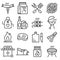 Set of barbecue related line icons