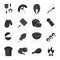 Set of barbecue related vector line icons