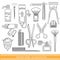 Set barbershop equipment or tools line icon s