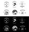 Set Of Barbershop Logo Design Vintage silhouette Vector Stock on the white background . haircut Logo Vintage Hispter badge .