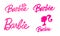 Set of Barbie logos on white background, vector illustration. Barbie is a fashion doll created by American businesswoman