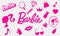 Set of Barbie pink icons