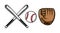 Set of baseball equipment illustrations contains Bat, Gloves and Ball